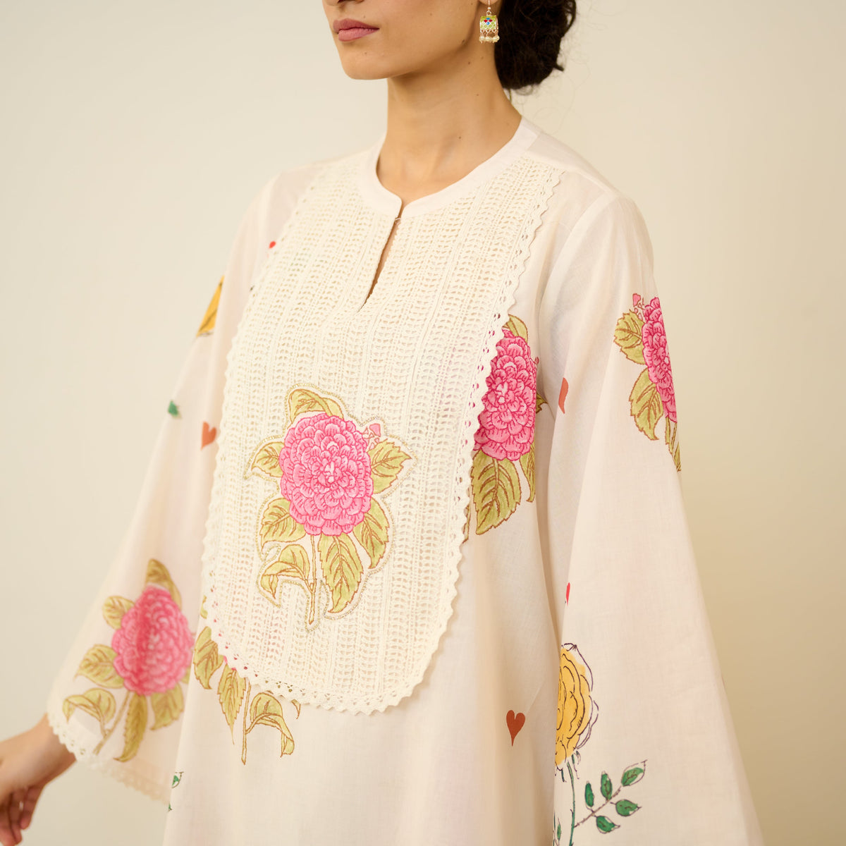 Sanditti Dilruba Semi Festive Mulmul Cotton Salwar Set - Ivory