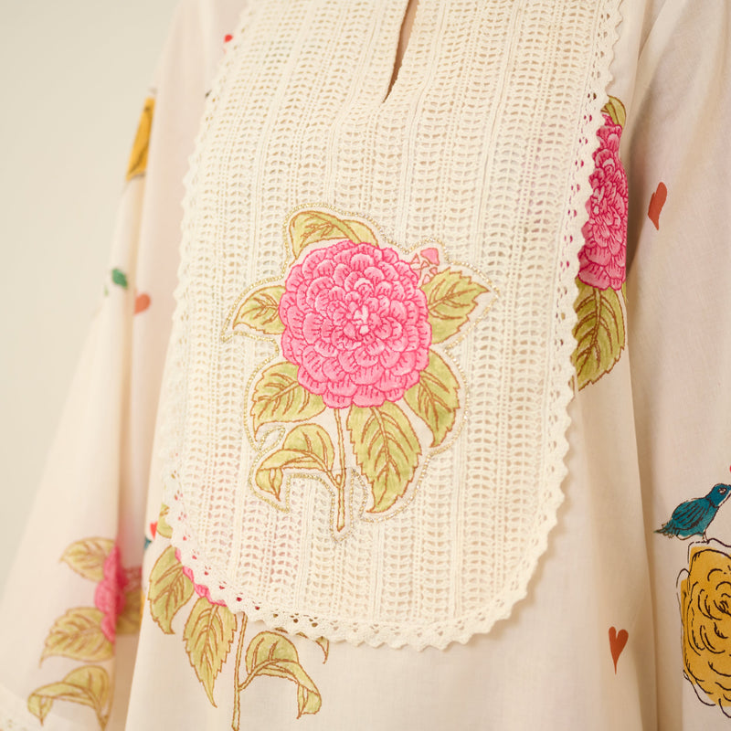 Sanditti Dilruba Semi Festive Mulmul Cotton Salwar Set - Ivory