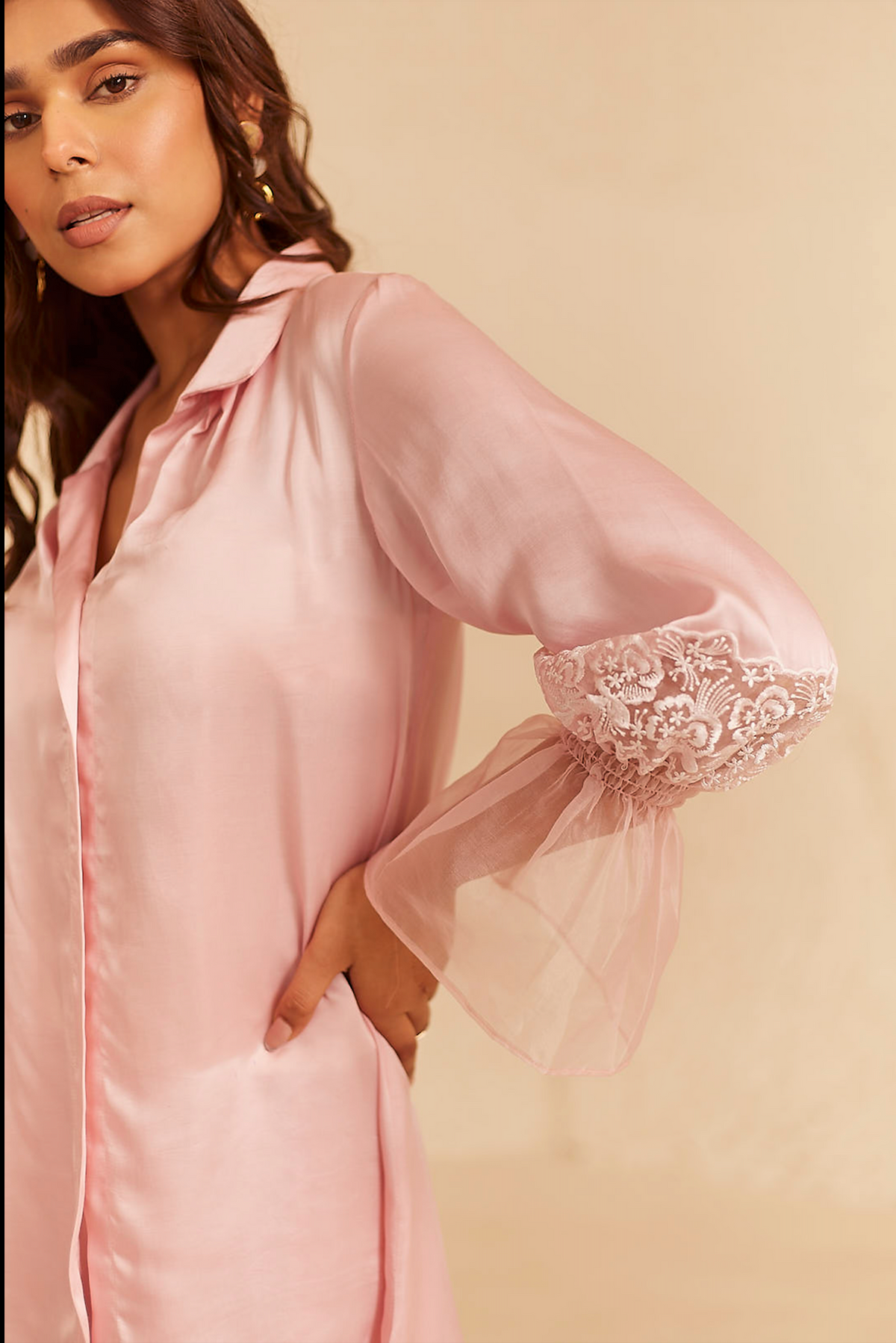 Sanditti Baby Pink Embroidered Co-ord Set