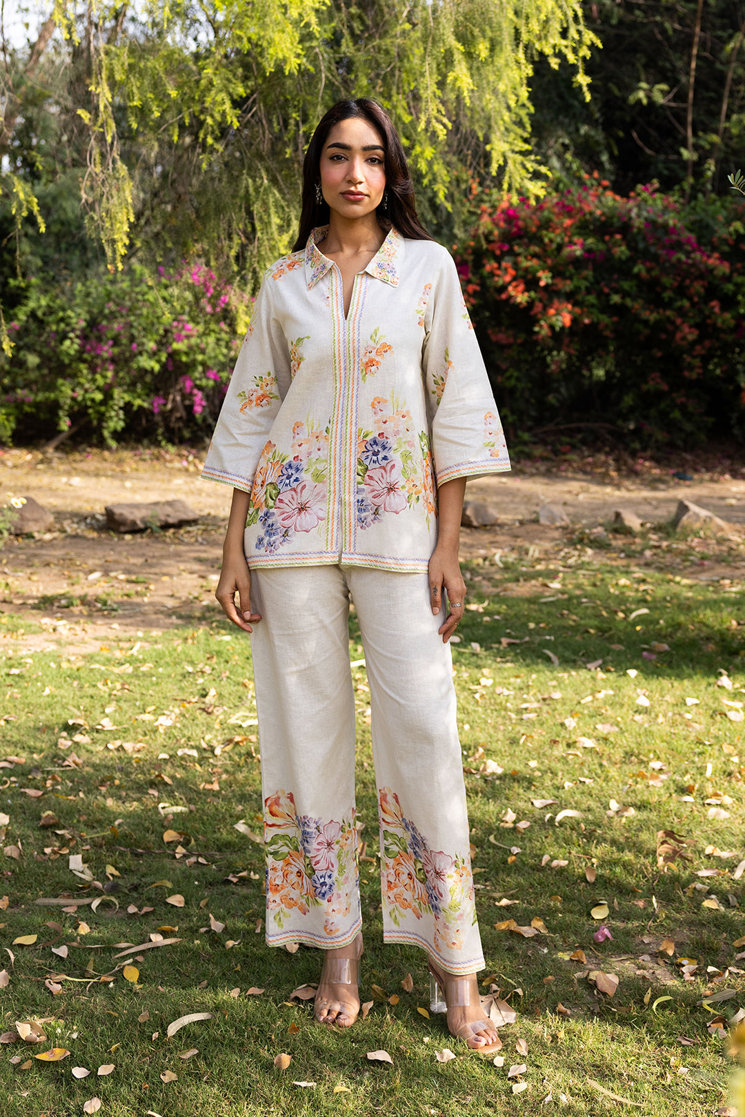 Sanditti Ziya Bloom Printed Linen Set with Scarf
