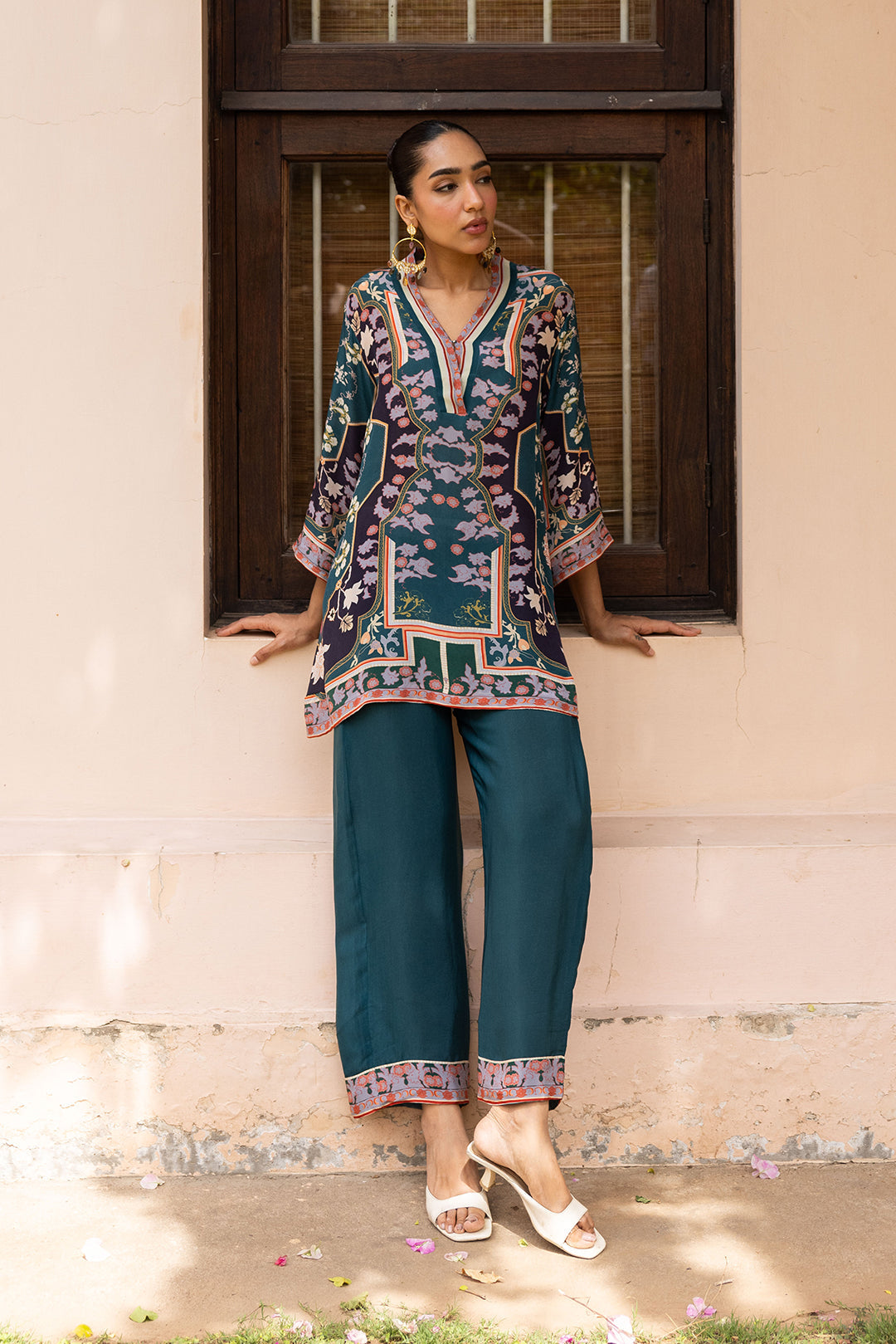 Sanditti Ziya Teal Printed Set