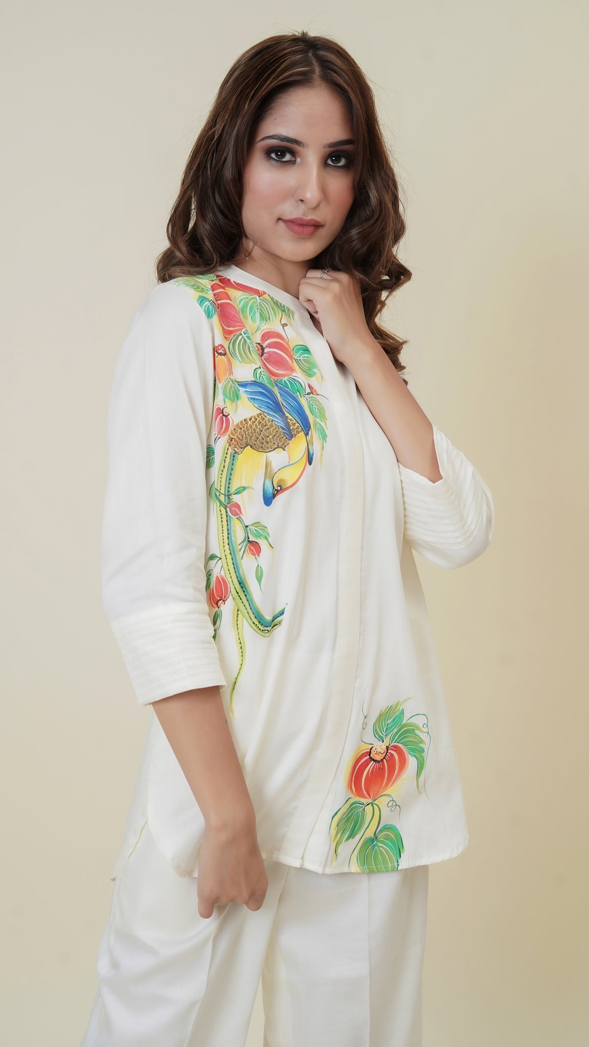 Sanditti Cream Hand-Painted Co-Ord Set