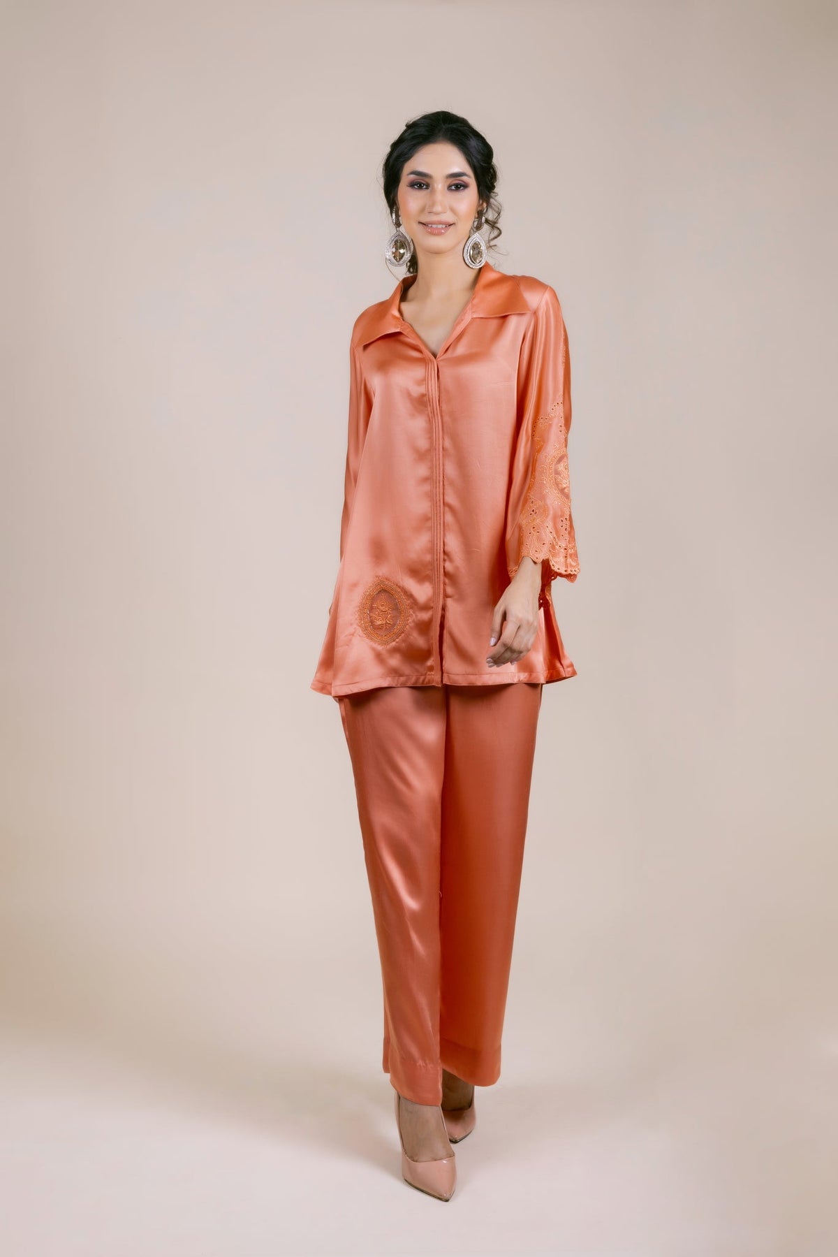 Sanditti Coral Embroidered Co-ord Set