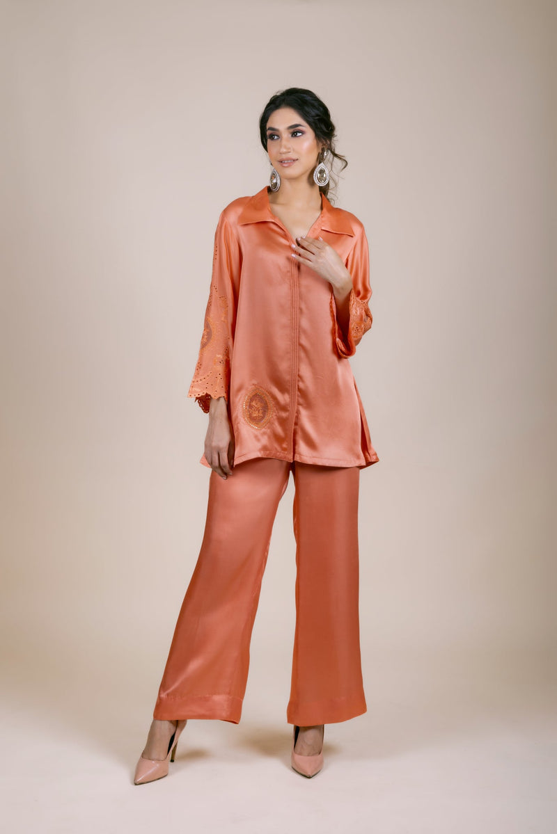 Sanditti Coral Embroidered Co-ord Set