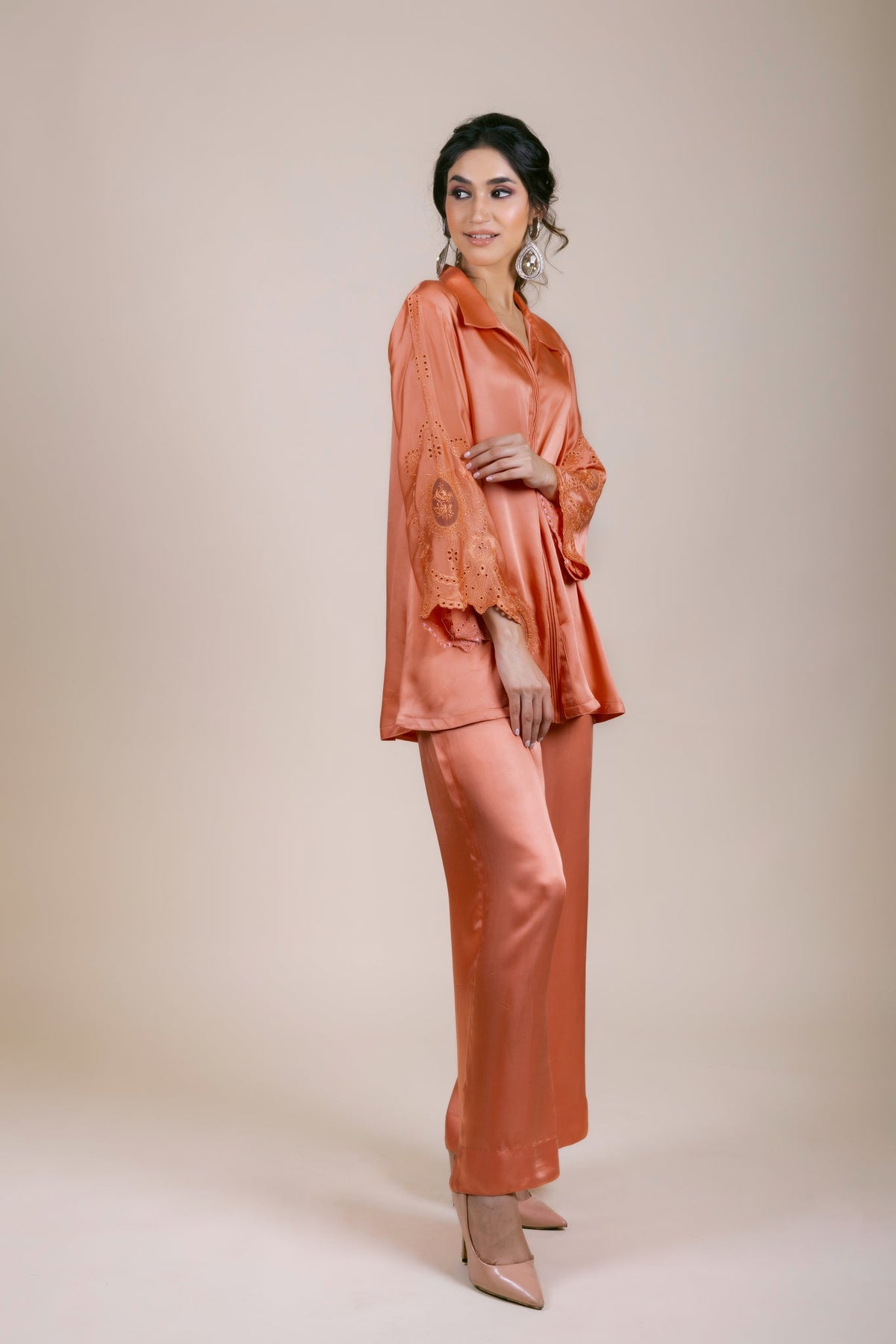Sanditti Coral Embroidered Co-ord Set