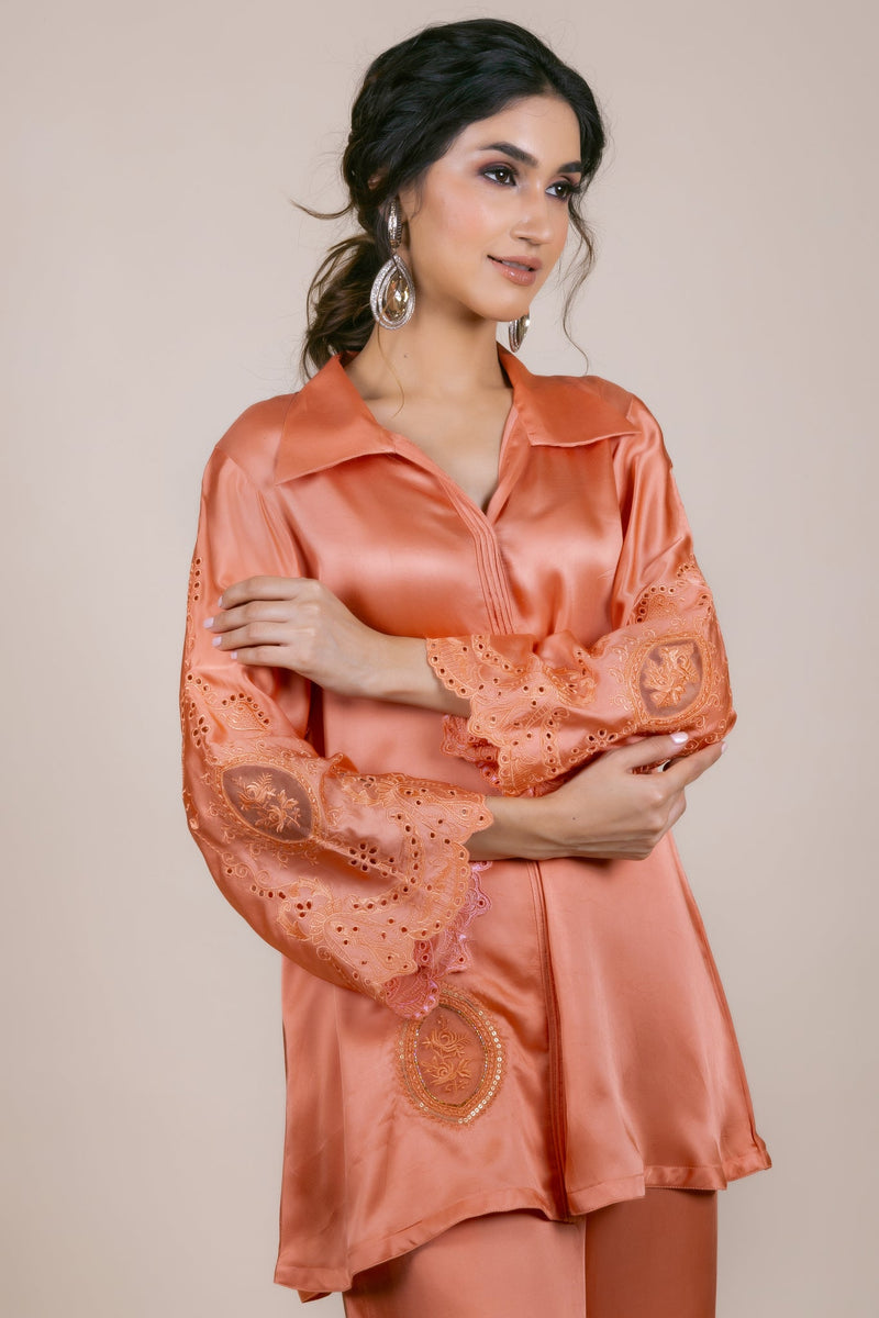 Sanditti Coral Embroidered Co-ord Set