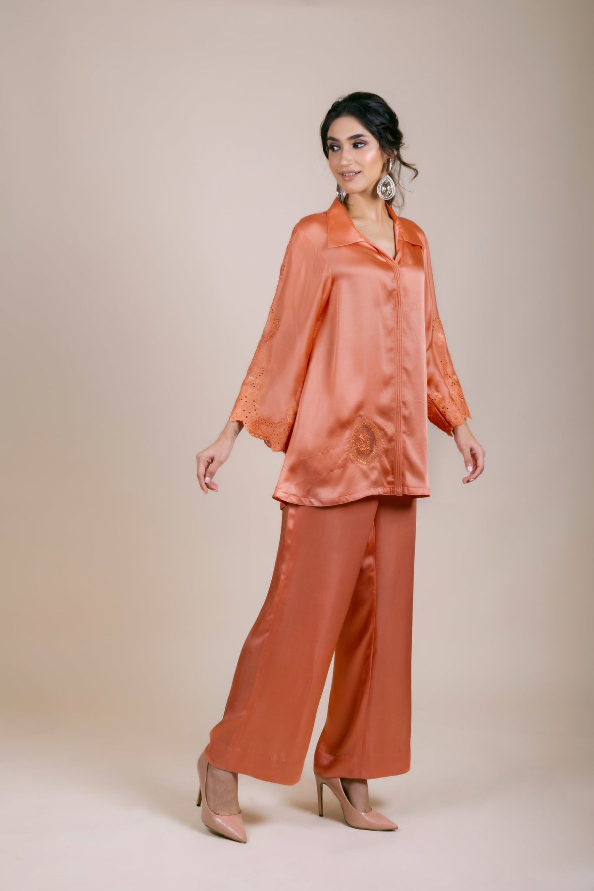 Sanditti Coral Embroidered Co-ord Set