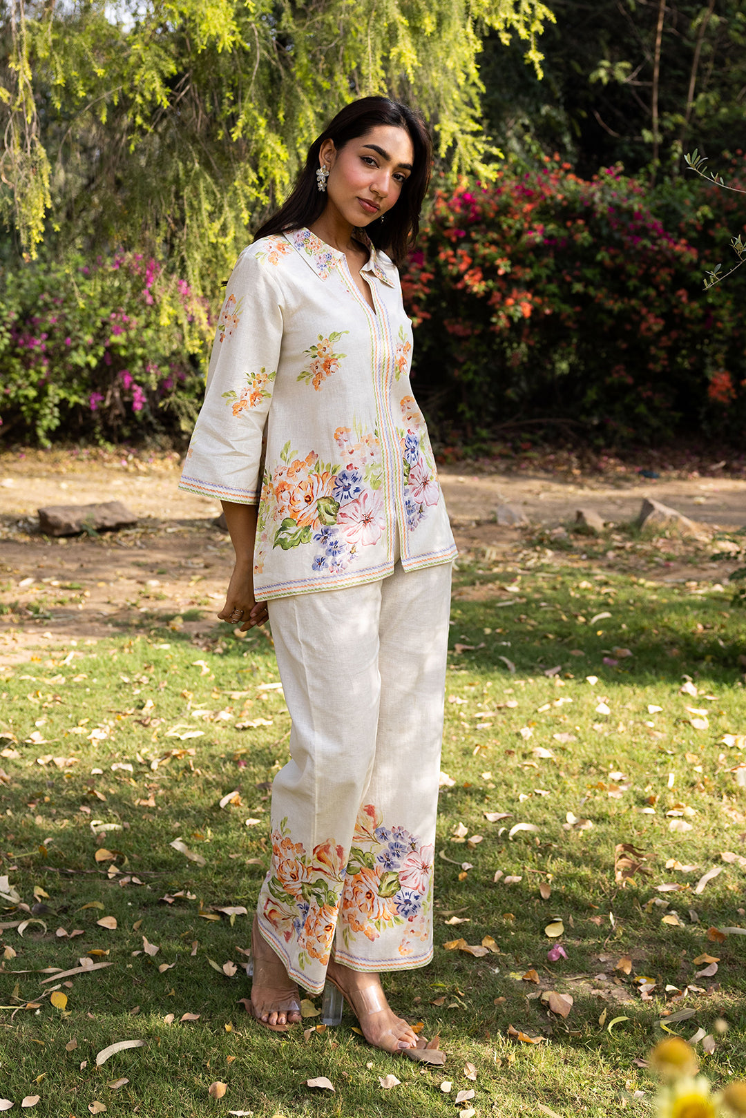 Sanditti Ziya Bloom Printed Linen Set with Scarf