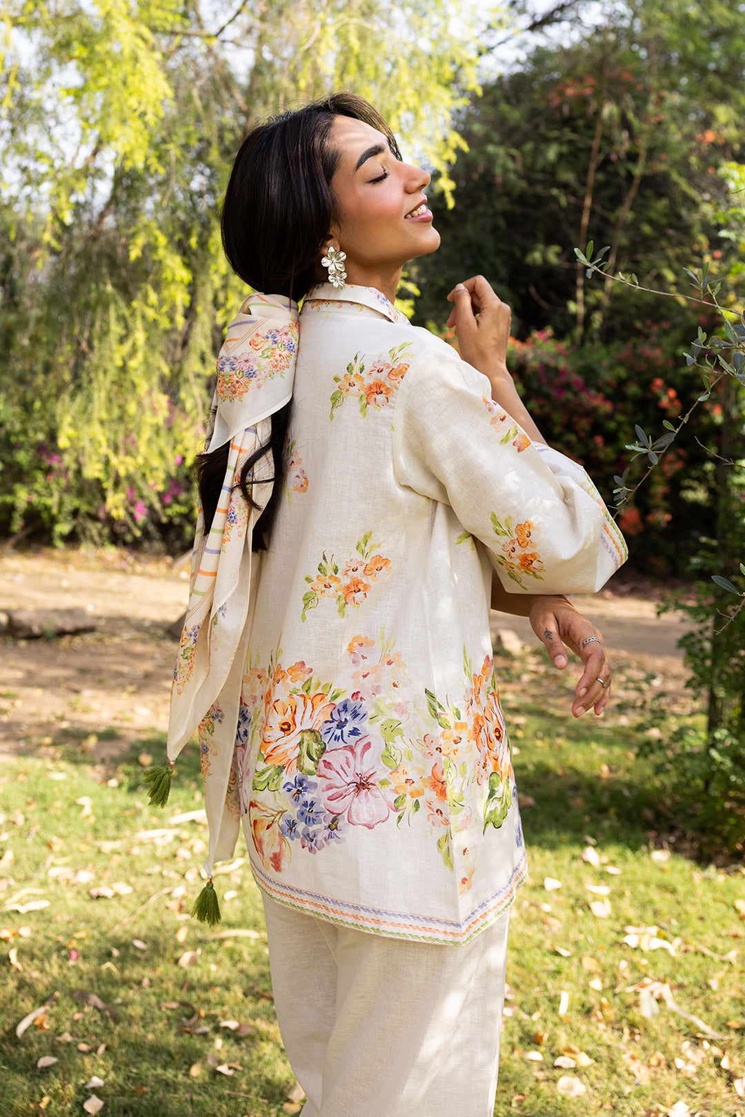 Sanditti Ziya Bloom Printed Linen Set with Scarf