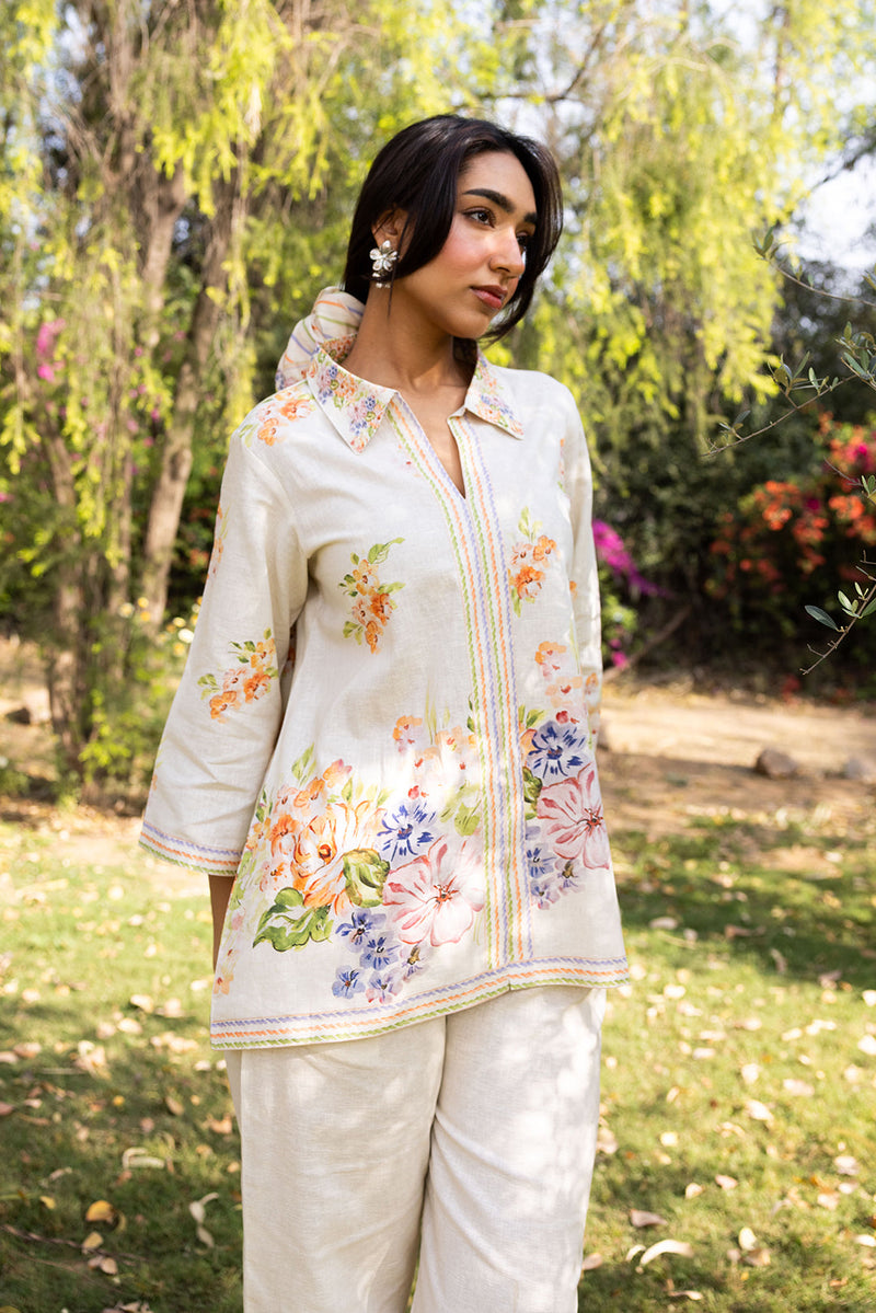 Sanditti Ziya Bloom Printed Linen Set with Scarf