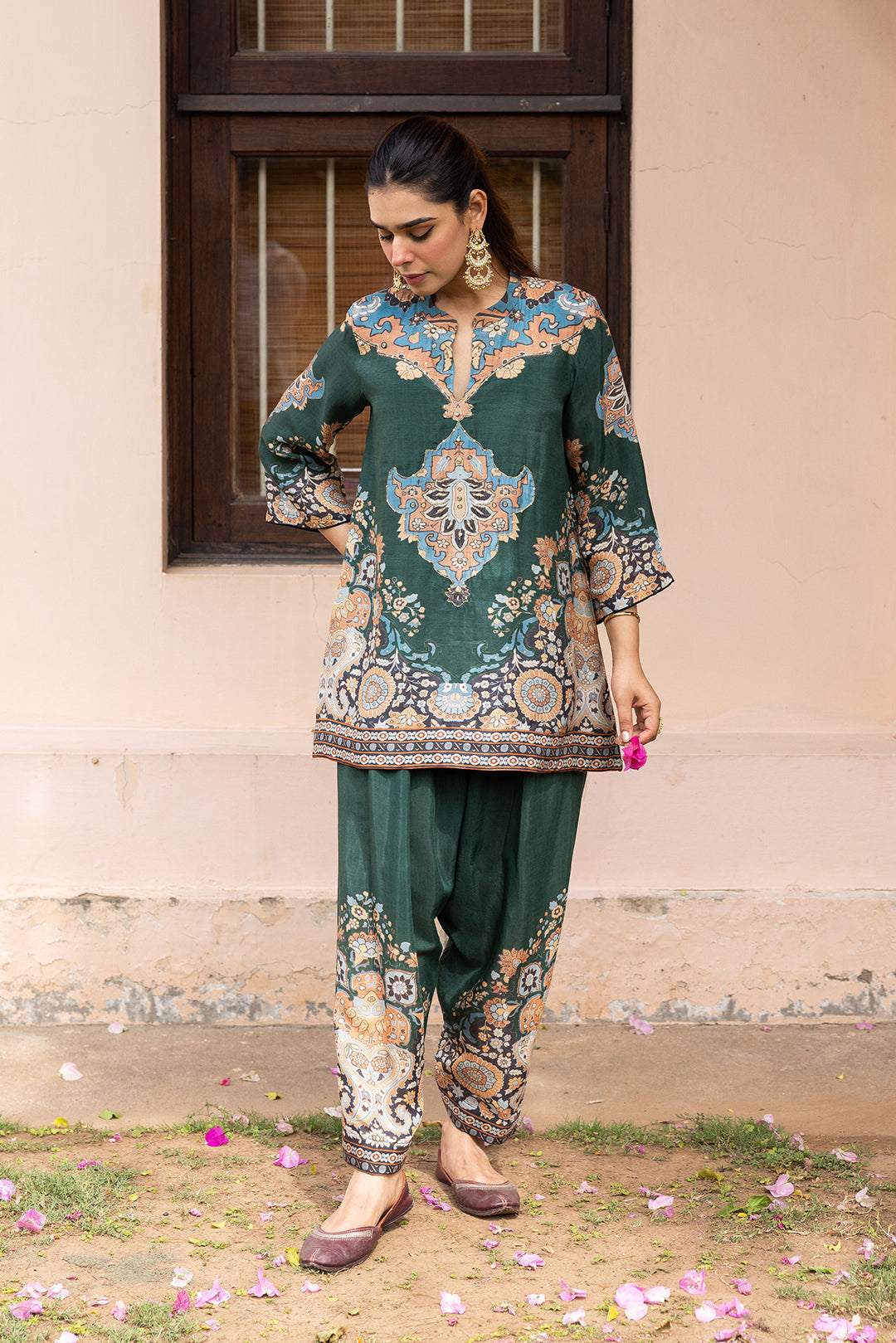 Sanditti Ziya Emerald Print Hand-Embellished Set