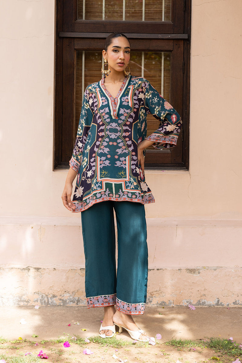 Sanditti Ziya Teal Printed Set