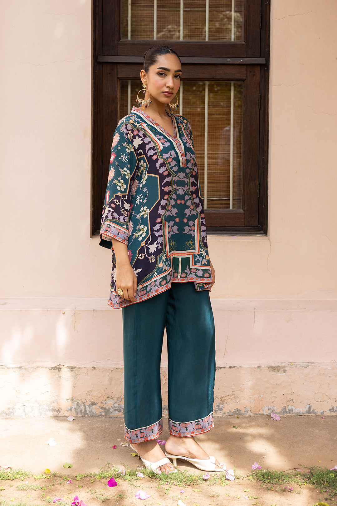 Sanditti Ziya Teal Printed Set