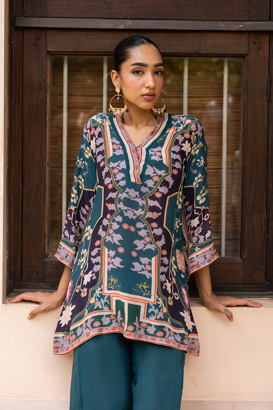 Sanditti Ziya Teal Printed Set