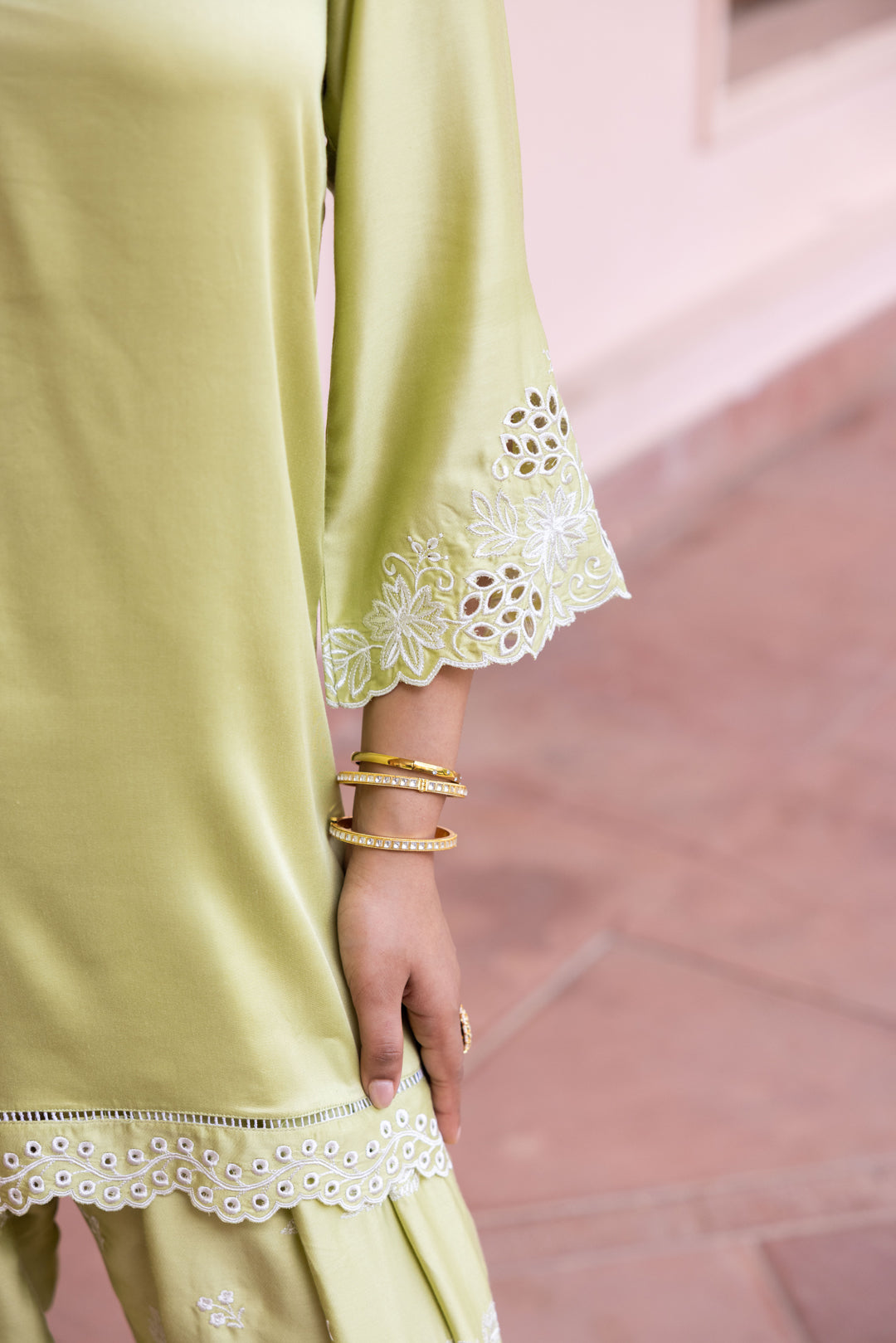Sanditti Ziya Green Cutwork Embroidered Farshi Set