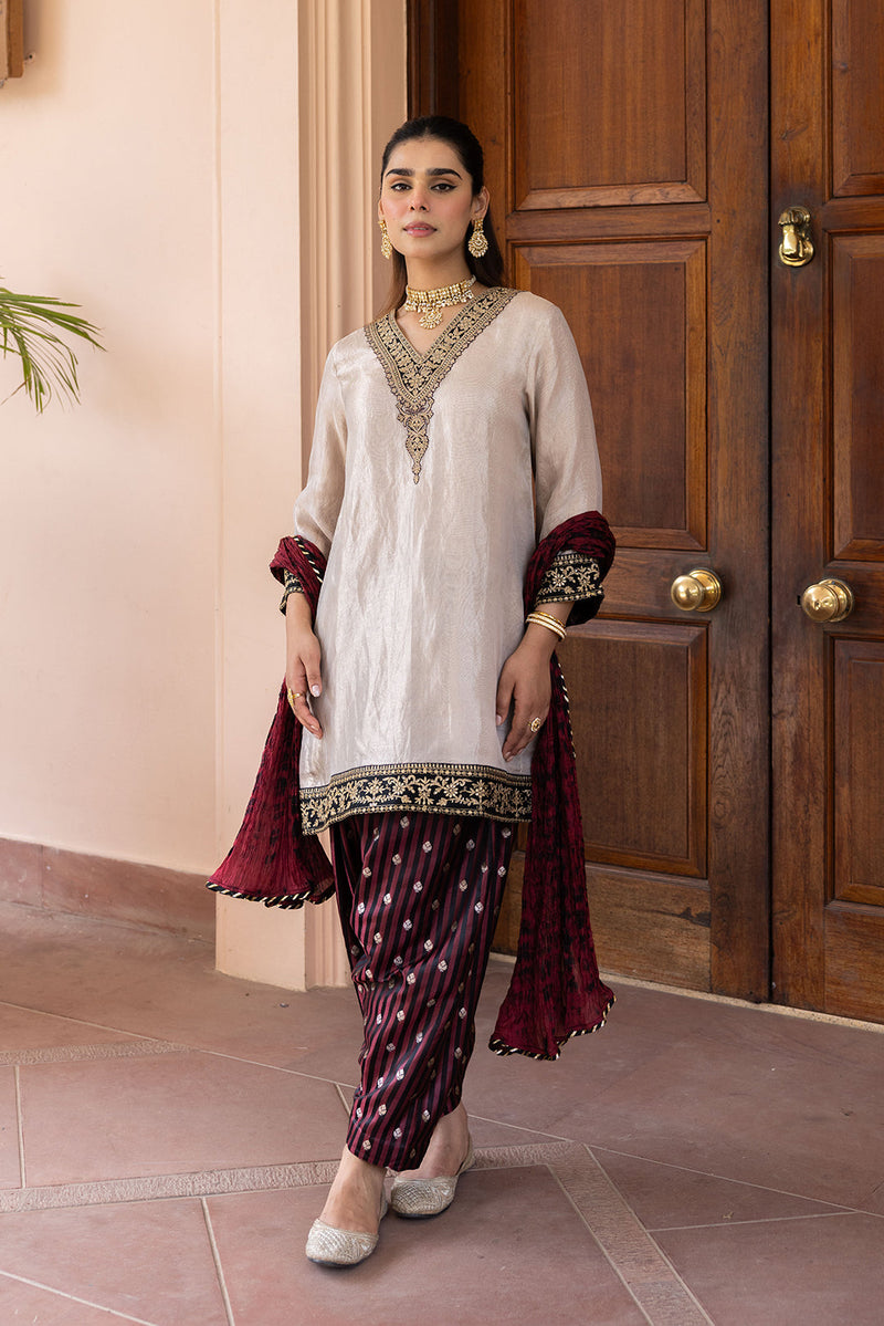 Sanditti Ziya Champagne Tissue and Banarasi Silk Salwar Set